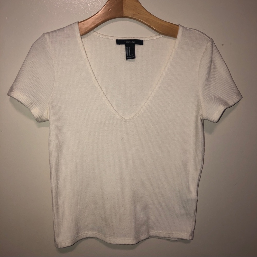 Cream V-Neck Top